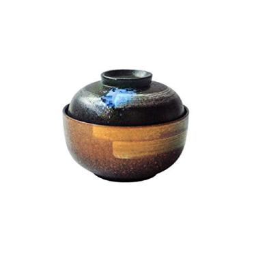 Imagem de WYUYIWH Tigela de cerâmica 16,5 cm tigela doméstica de macarrão instantâneo tigela de ramen tigela doméstica com tampa (cor: 1)