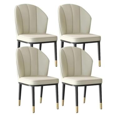 Imagem de ZYHSIJOBAS Conjunto de 4 cadeiras de jantar modernas para sala de jantar, cadeiras de jantar estofadas, cadeiras de jantar modernas para sala de estar, cadeiras laterais de couro PU à prova d'água com