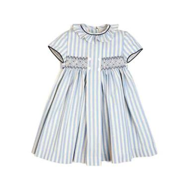 Imagem de Vestido de duas flores para criança de 2 anos, listrado azul marinho, 