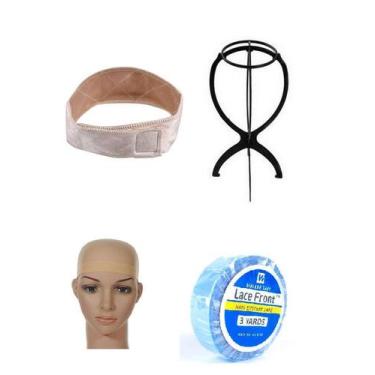 Imagem de Kit Suporte + Wig Cap + Hair Grip + Fita Azul Lace Front 3Mt - C e c s