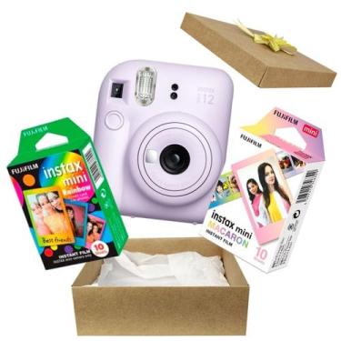 Imagem de Kit Presente Câmera Instax Mini 12 Com Filme Rainbow + Filme Macaron L
