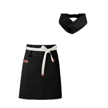 Imagem de Avental Cintura e Faixa Turbante Preto Cafeteria Bistro Bar