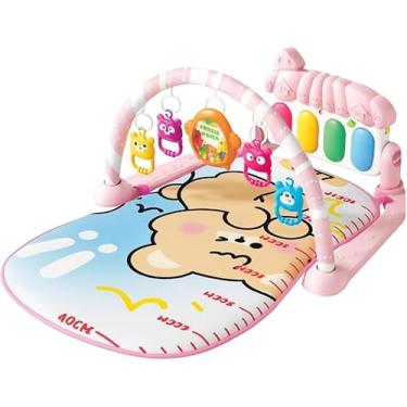 Imagem de Tapete Musical de Bebê com Piano Interativo, Rosa, Design Divertido com Animais, Atividades Educativas para Desenvolvimento Infantil, Arco com Brinquedos Pendurados, Estimulação Sensorial e Motora