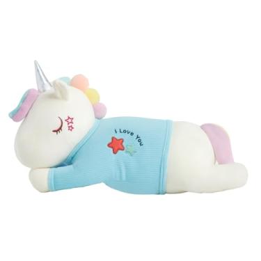 Imagem de Pelúcia Unicórnio de 50cm – Super Macia, Antialérgica e Fofa – Almofada Decorativa Infantil Colorida (AZUL)