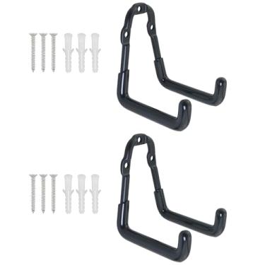 Imagem de ZZLZX 2 peças de ganchos duplos de metal montados na parede com 6 parafusos rack de armazenamento resistente gancho de bicicleta 3,3 x 2,9 x 5,6 x 5,3 cm para organizar cordas, cadeiras, mangueiras