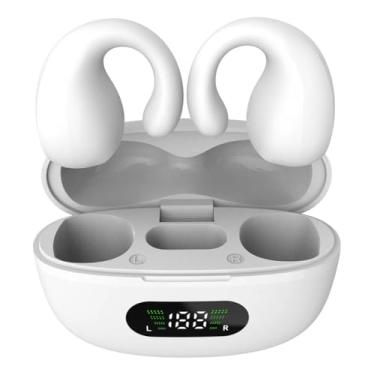 Imagem de Fone De Ouvido Bluetooth Condução Óssea À Prova D'água Para Esportivo Academia Aptidão de Condução óssea Adequada Para Corrida Branco