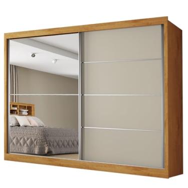 Imagem de Guarda Roupas Casal 2 Portas de Correr com Espelho 4 Gavetas Flex 100% MDF Madeirado/Off Whit Austria