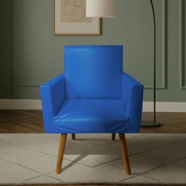 Imagem de Capa Para Poltrona Nina Decorativa Sala Escritorio Quarto Em Malha Gel Liso (Azul royal)