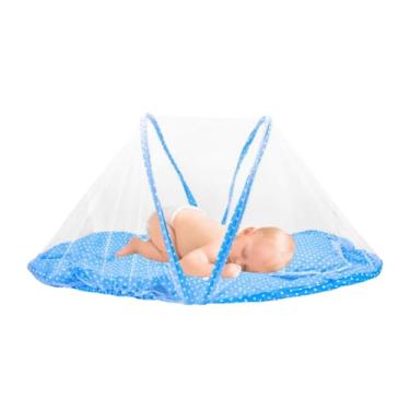 Imagem de Berço Portátil Mini Para Bebê Com Mosquiteiro, Ninho Acolchoado, Azul