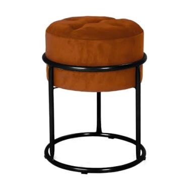 Imagem de Puff Argola Banqueta Ferro Estofada Penteadeira Decoração Quarto Sala Bancada Cadeira Moderno Pufe(Cobre/Preto)