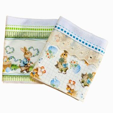 Imagem de Pano De Prato Decoração Cozinha De Páscoa Premium Luxo 06Un