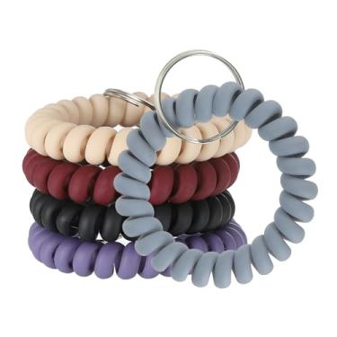 Imagem de Chaveiro de bobina de pulso, 5 peças, pulseira espiral extensível, porta-chaves, chaveiro flexível para sauna, piscina, academia, crachá de identificação, esportes ao ar livre, Multi, 2.3cm
