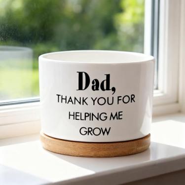 Imagem de Vaso de cerâmica branca para suculentas: adequado para vasos de flores de suculentas/cactos com bandejas de madeira e drenagem - Decoração de mesa moderna (plantas não incluídas)