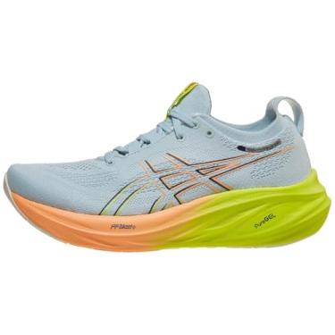 Imagem de ASICS Tênis de corrida feminino Gel-Nimbus 26, Cinza claro/amarelo seguro, 39