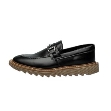 Imagem de Sapato Masculino Oxford, Couro Marrom, Mocassim Social Tratorado, Estilo Casual Moderno (Preto Ambar, BR, Adulto, Numérico, 44)