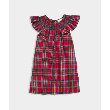 Imagem de vineyard vines Vestido Tartan Regan para meninas, Natal Tartan Mred, 3 Anos