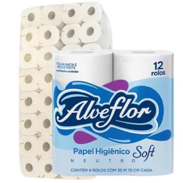 Imagem de Papel Higiênico Alveflor Soft 30 Mts Fardo Com 64 Rolos