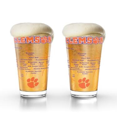 Imagem de Greenline Goods Copos de cerveja University of Clemson Tigers College Pint (conjunto de 2), 473 g – Logotipo colorido + mapa do campus