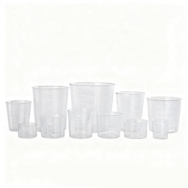 Imagem de Copo medidor graduado de plástico 5/6/10/15/20/30/50/60/100/200 ml. Ferramentas práticas de cozinha e laboratório dizem adeus à dosagem imprecisa