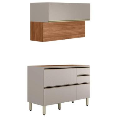 Imagem de Balcao Pia e Armario Aereo 120 cm Proenca Nogueira Carbono Prime Demartez