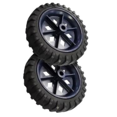 Imagem de Kit 2 Rodas Carrinho Feira Mercado Carga Reforçado 100kg Borracha Maciça Cortador Grama