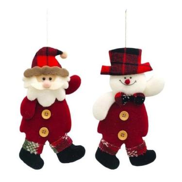 Imagem de Kit 2 Pendente Enfeite De Arvore Nata Papai Noel 17cm - Rio Master