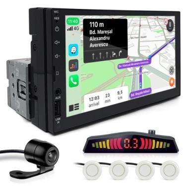 Imagem de Kit Multimídia 1 Din 7 Polegadas + Câmera Ré + Sensor Ré Pérola Fiesta