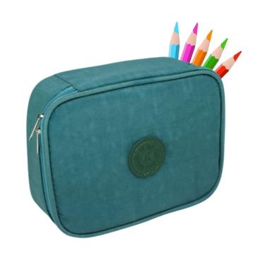 Imagem de Estojo Box Escolar Grande Verde 36 Espaços Organizador Lápis