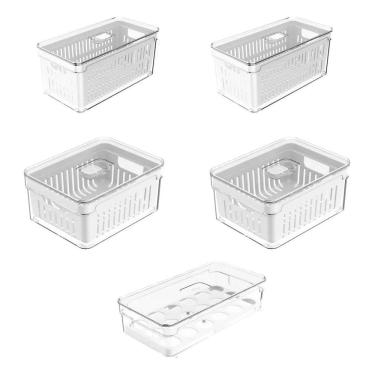 Imagem de Kit 5 Organizadores Geladeira Frutas Verduras Legumes