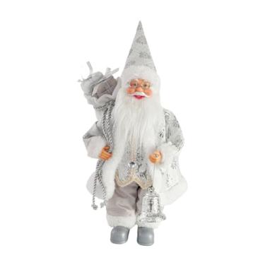 Imagem de Fancyes Estatueta de Papai Noel em Pé, Enfeite de Mesa para Decoração de Estante, Armário Ou Casa, Segure o Sino de Prata