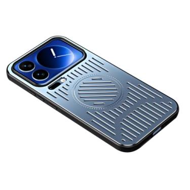 Imagem de LTLMYDAM Capa de metal para Xiaomi 17 Pro Max/17 Pro/17, capa de telefone legal de alumínio com dissipação de calor, capa magnética resistente a impacto de sucção, azul, 17 Pro