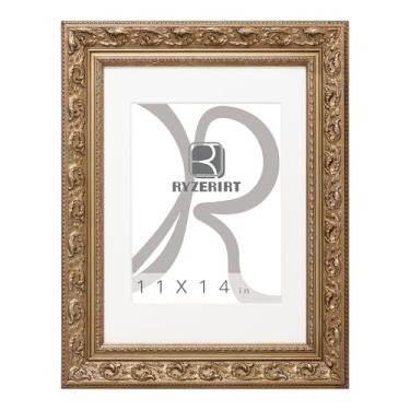 Imagem de RYZERIRT Moldura de madeira de 28 x 35,5 cm, exiba imagens 20,3 x 25,4 cm com tapete ou 28 x 35,5 cm sem tapete, molduras de pôster marrom, moldura para pendurar na parede 08