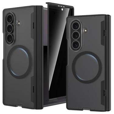 Imagem de Ruky Capa para Z Fold 7, [compatível com MagSafe] com protetor de tela de privacidade integrado e proteção de dobradiça, capa protetora transparente magnética magnética para celular para Samsung