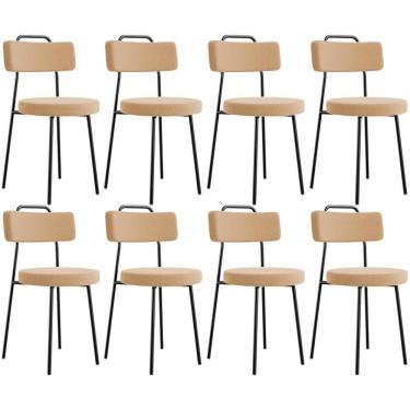 Imagem de Kit 08 Cadeiras Decorativas Estofada Para Sala De Jantar Barcelona L02 Bouclê Mostarda - Lyam Decor