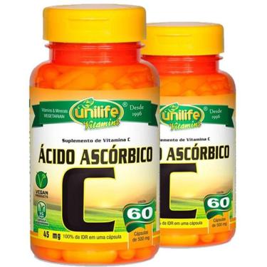 Imagem de Kit 2 Vitamina C Ácido Ascórbico 60 Cápsulas Unilife