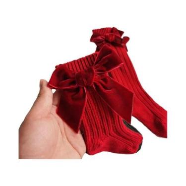 Imagem de Meias de Algodão para Bebês - Com Laço Vermelho e Quentinhos, 3-5 anos