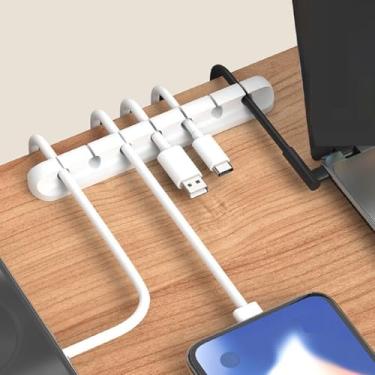Imagem de Clipes de cabo [ajustável para cabo] Suporte de cabo, gerenciamento de cabos sob a mesa, suporte de fio adesivo organizador para casa, escritório, telefone, carro, parede, mesa de cabeceira