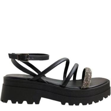 Imagem de Sandália Feminina Anabela Tratorada com Strass Ramarim 2338204-Feminino