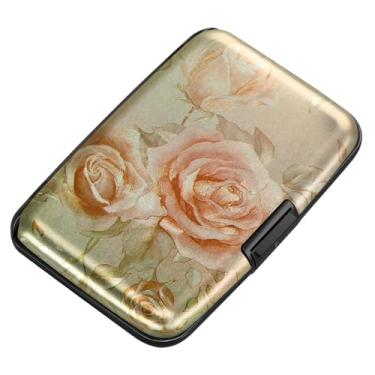 Imagem de ELFISH Mini carteira de alumínio RFID porta-cartões de crédito capa de metal para identidade masculina e feminina (rosa champanhe), Rosa champanhe