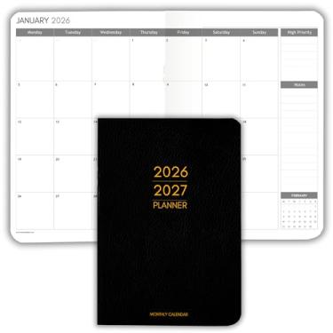 Imagem de Agenda de bolso 2026-2027 | Tamanho pequeno A6 - cabe na sua bolsa | Calendário de dois anos | Papel premium de 120 g/m² | Design portátil e durável (mono)