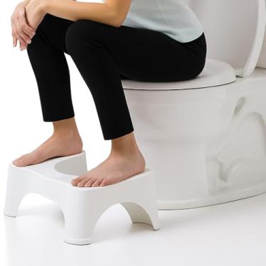 Imagem de Banquinho Auxiliar para Vaso Sanitário Apoio de Pés Banco Para Privada Banheiro Antiderrapante Ergonômico Confortável e Saudável