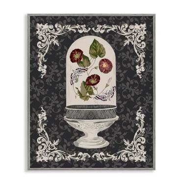 Imagem de Stupell Industries Traças e papoulas em cúpula de vidro arte giclée emoldurada branca, design por Radhika Modi, 14 x 11