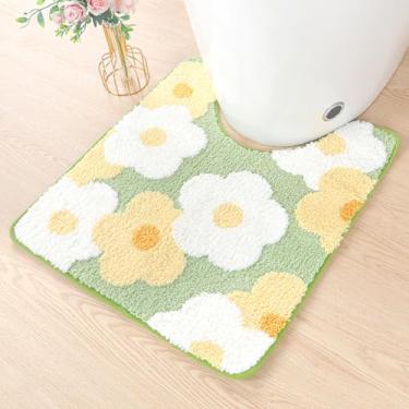 Imagem de Molesun Tapete de banho floral, tapete de banheiro antiderrapante macio tapete de microfibra bonito tapete de banho para crianças, tapete felpudo grosso absorvente de água para quarto, cozinha