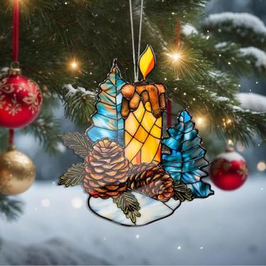 Imagem de Enfeites de Natal, vela de cristal, enfeites de árvore de Natal feitos à mão, decoração de carro e casa - presentes de Natal, decoração de artesanato em acrílico, ideias de troca de presentes para