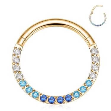 Imagem de GAGABODY Anel de septo, brincos de calibre 16 Daith, joias de aço cirúrgico, anéis de nariz articulados, argola de nariz, argola de hélice, joia de piercing de torre, Sem Pedra Preciosa