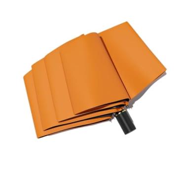 Imagem de barenx Guarda-chuva elegante, guarda-chuva dobrável automático premium, guarda-chuva com proteção UV, guarda-chuva compacto - 8/10/24/60 costelas, 8 nervuras, alça dourada, laranja