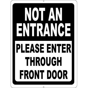 Imagem de Sarayvhdi Not an Entrance Sign Please Enter Through Front Door Prevent Patrons from Wrong Outdoor Warning Notice Vintage Metal Tin Sign Funny Decor Gifts Poster Plate 20 x 30 cm