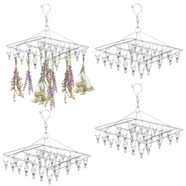 Imagem de Pacote com 4 escorredor de ervas com 30 clipes, aço inoxidável, design dobrável para flores, ervas, chá e especiarias