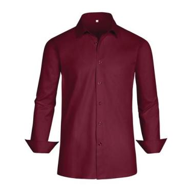 Imagem de Camisa social GIANEN Burgundy para homens de manga comprida tamanho L 