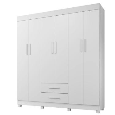 Imagem de Guarda Roupa New Copacabana 6 Portas 2 Gavetas 7 Prateleiras Branco
